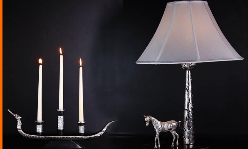 silver-plated hand made desk lamps