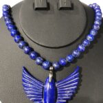 Bead Studded Necklace Lapis Lazuli-S925 2-001
