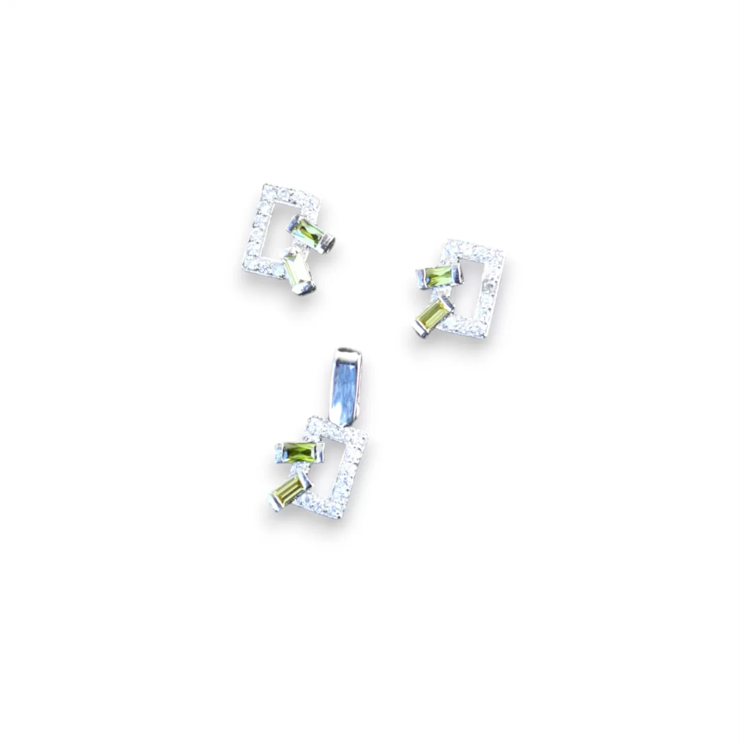 Arzhang Classic Square Studded Pendant Set With Zircon Silver925